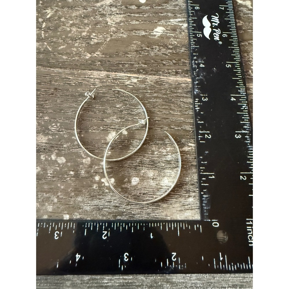 Bulk Lot 10 Pairs Silver Tone Large Hoop Earrings High Polish 2.25 Inch Hoops